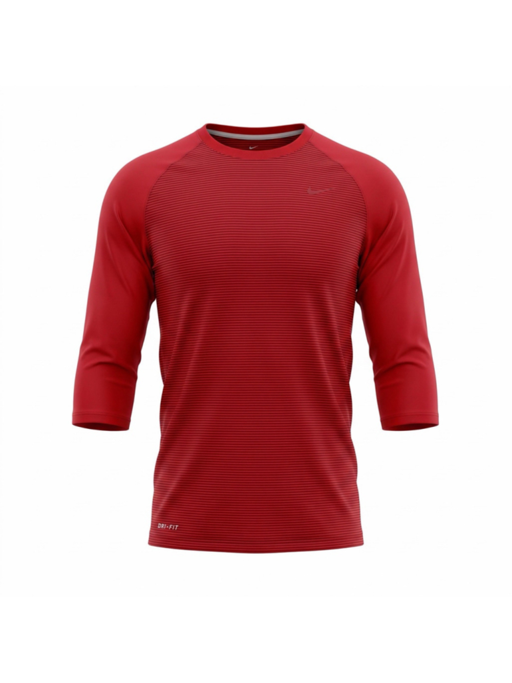 Nike Dri Fit Shirt Red Striped Swoosh 3/4 Raglan Sleeve Running Athletic Men XL